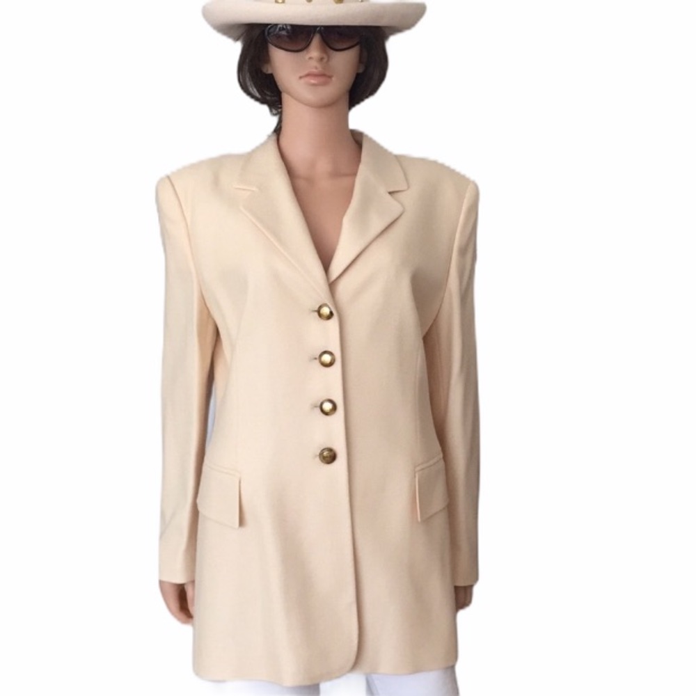 Vintage Escada cashmere silk blazer jacket  Escada logo buttons